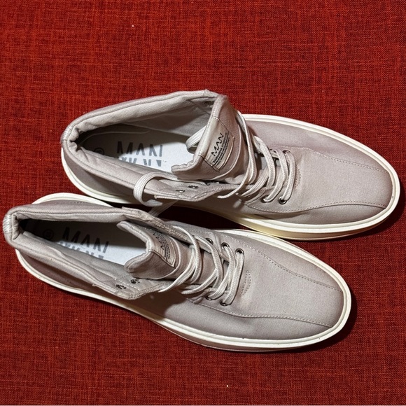 Boohoo Man Canvas Branded High Top - light khaki sz 11 - Picture 4 of 9